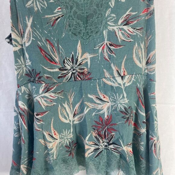 Intimately Free People Bellflower Teal Floral Lace Tank Sz M - Picture 4 of 8